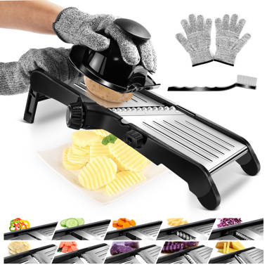 ColorLife Adjustable Mandoline Slicer For Kitchen, Vegetable Chopper, Food  Chopper, Vegetable Slicer, Potato Slicer, Mandolin, Potato Cutter -  Stainless Steel - INCLUDING One Pair Cut-Resistant Gloves