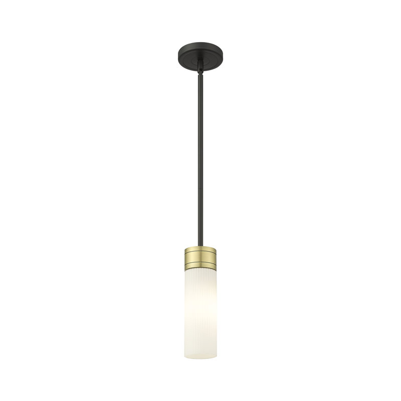 Ballston - Maliyah - 1 Light 3" Stem Hung Mini Pendant with 8"H Shade, Black Antique Brass, Striped White, 40.75" H x 3" W
