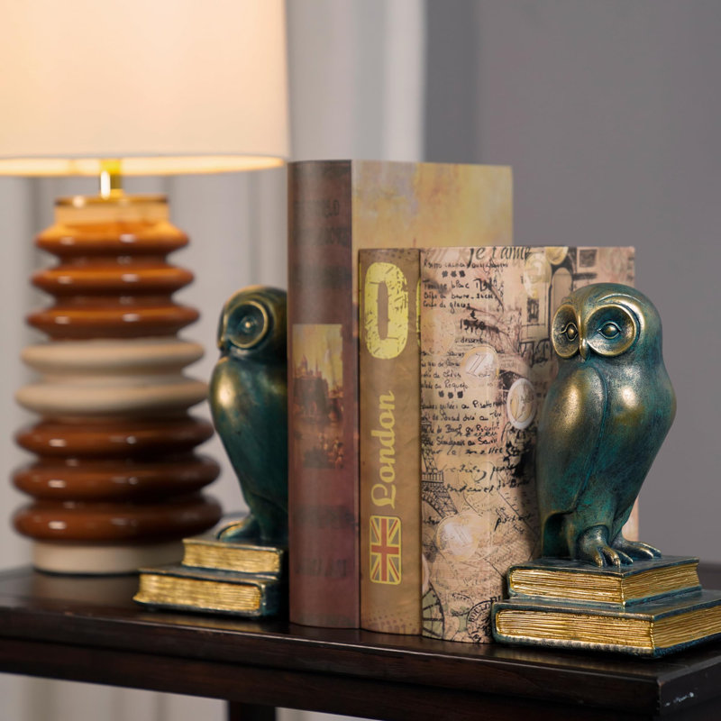 Serre-livres pour étagères, serre-livres décoratifs chouette, livres pour oiseaux, livres uniques avec base anti-dérapante, serre-livres luxueux (bronze)