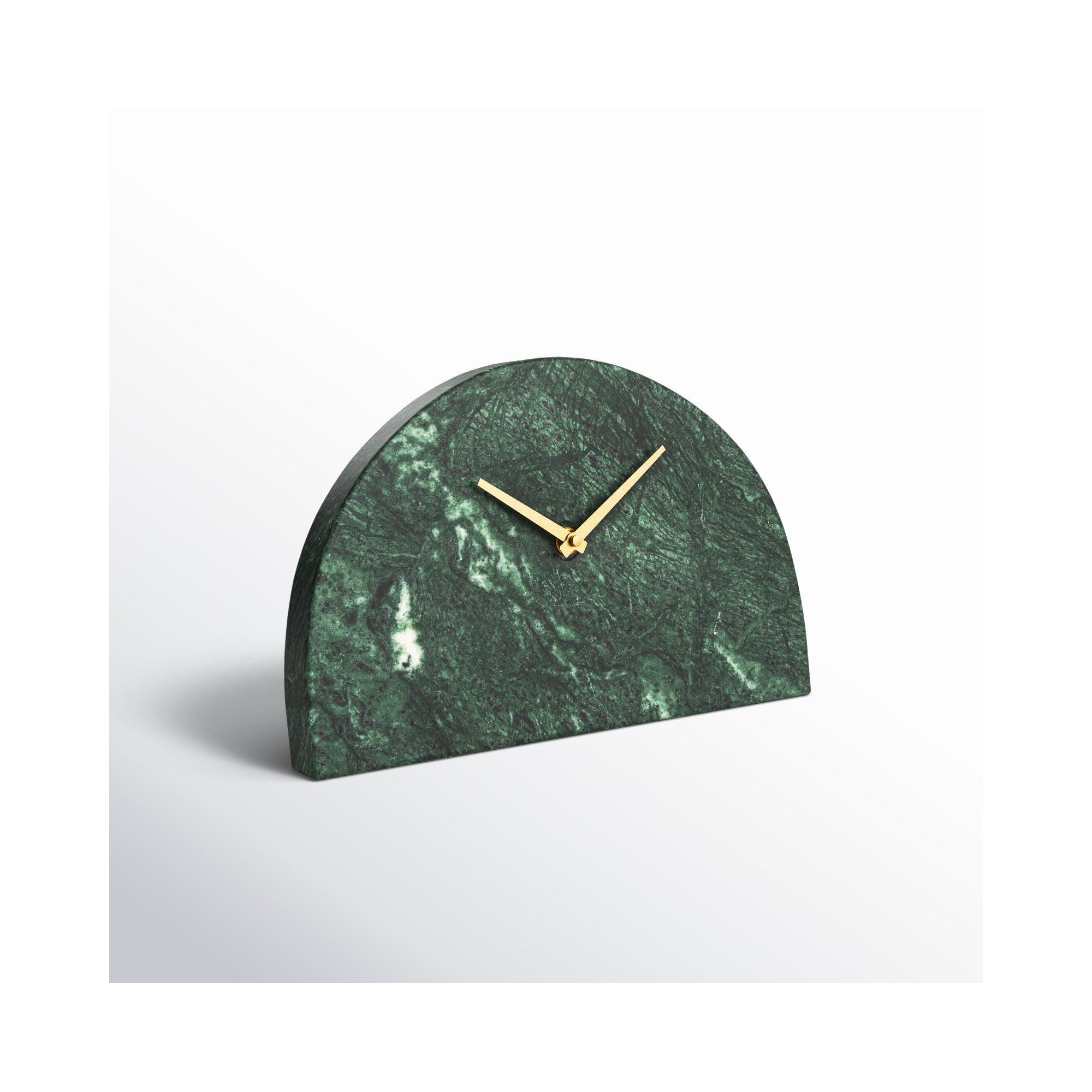 Maurelle Decorative Half Moon Marble Mantel Clock, Green