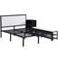 Lit plateforme confortable en métal avec tablettes de rangement latérales et armoire pleine grandeur en bois, noir-392620936-392620939