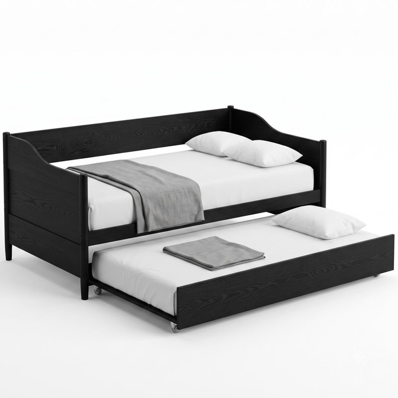Lit de jour simple en bois Dedham, Black