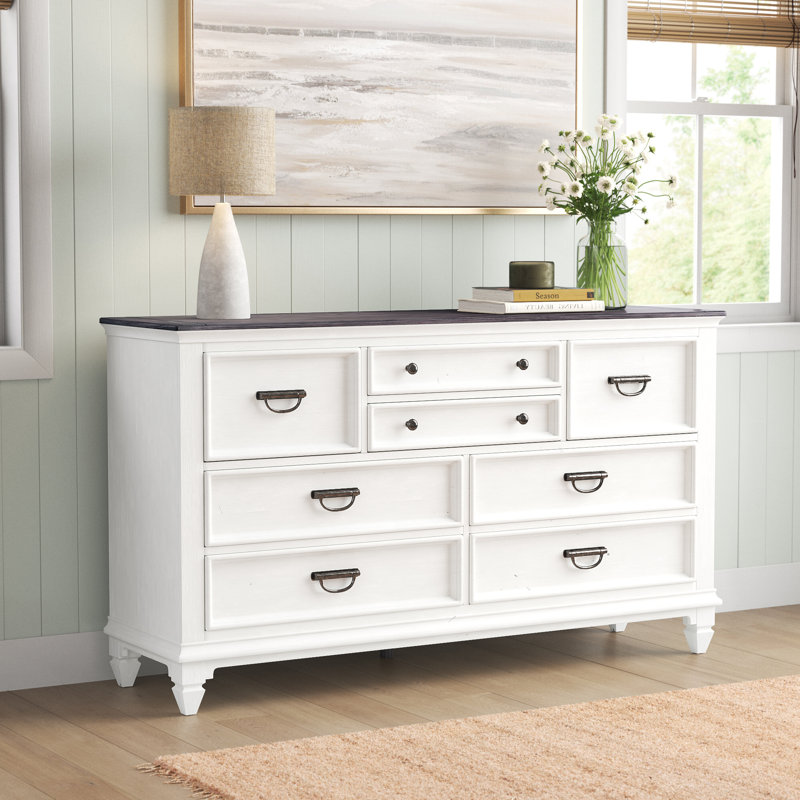 Commode 8 tiroirs Colburn - Blanc brossé