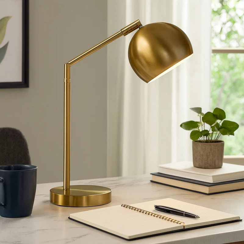 Lighting, 19"H, Table Lamp, Gold Metal, Gold Shade, Contemporary, 18.5" H x 10.75" W