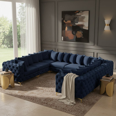 Kiyanah Velvet U-Shaped Sectional Symmetrical