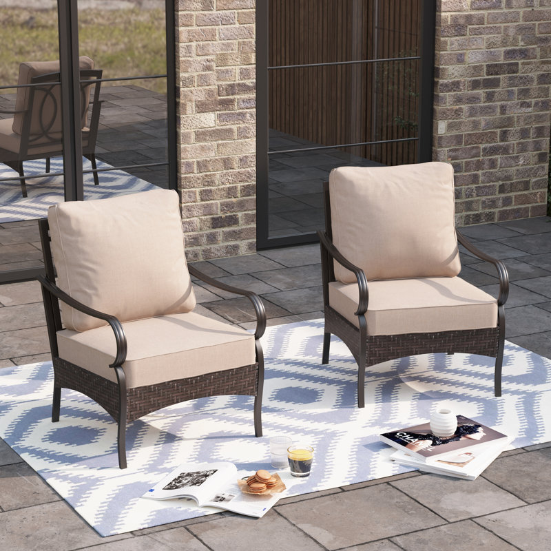 Chaises longues de patio avec coussins (ensemble de 2), Beige