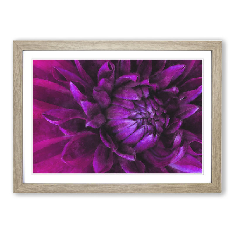 Purple Flower Vol.1 - Picture Frame Painting, Oak Framed, 27cm H x 36cm W x 2cm D