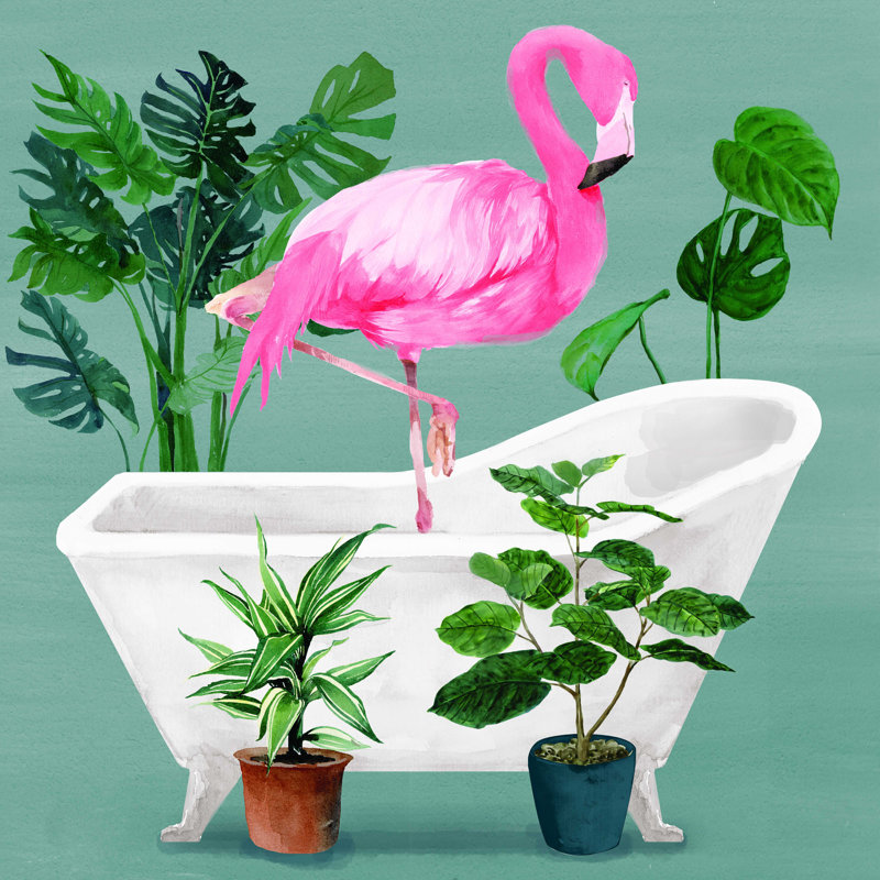 Stetsonville " Flamingo In The Tub ", 12" H x 12" W