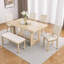 Ensemble de salle à manger Taverno 6 pièces en chêne clair, table de 145 cm avec piètement en U + banc + 4 chaises beiges, 6 places, capacité de charge de 150 kg