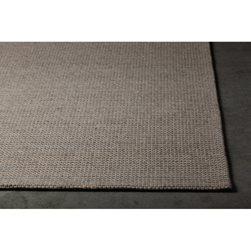 Tapis de zone taupe en laine/coton fait main dhurrie Tori, Rectangle 5 pi x 7 pi 6 po