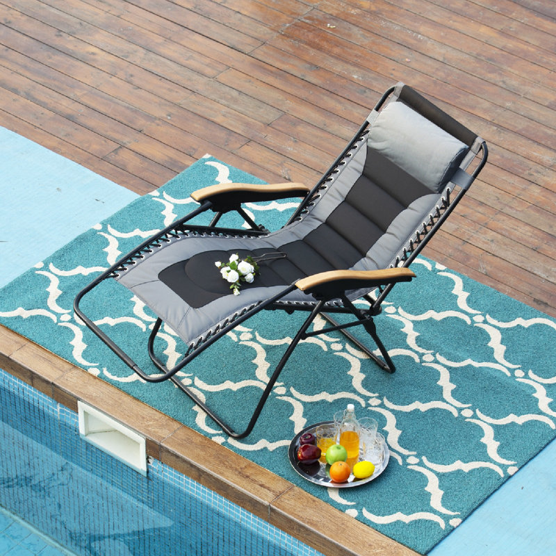 Chaise rembourrée inclinable zéro gravité avec coussin, gris clair