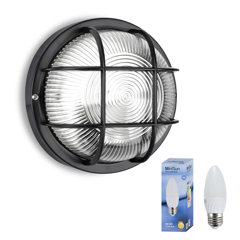 Yoann 1 - Bulb Outdoor Bulkhead Light, Black/Clear, 3000K, Yes