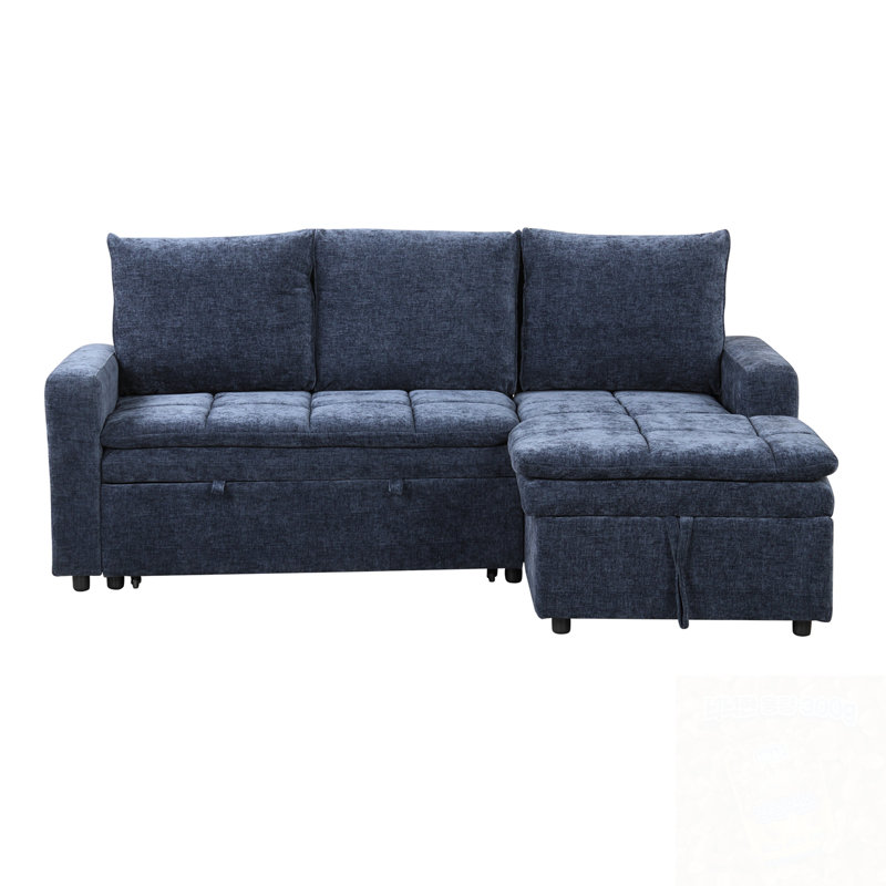 Canapé-lit modulaire rembourré avec espace de rangement, Mélange de polyester bleu