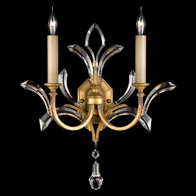 Beveled Arcs Candle Wall Light, Muted Gold Leaf