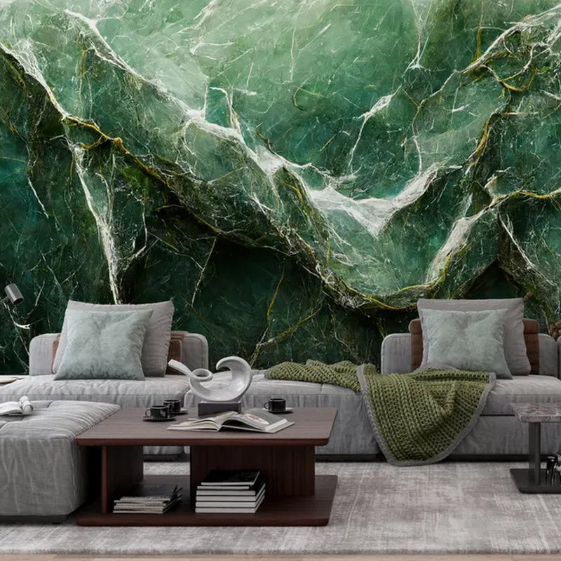 Emerald Green Marble Texture Wall Mural, 96" L x 108" W