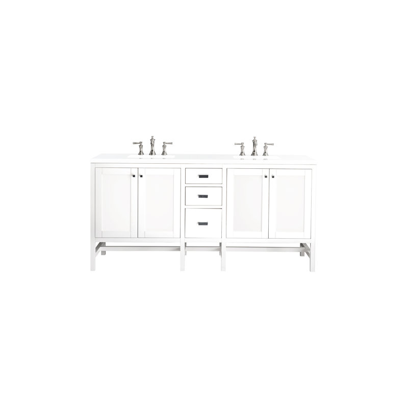Addison 72'' W Double Vanity, Glossy White, 8" Widespread, Tajnar Eclos