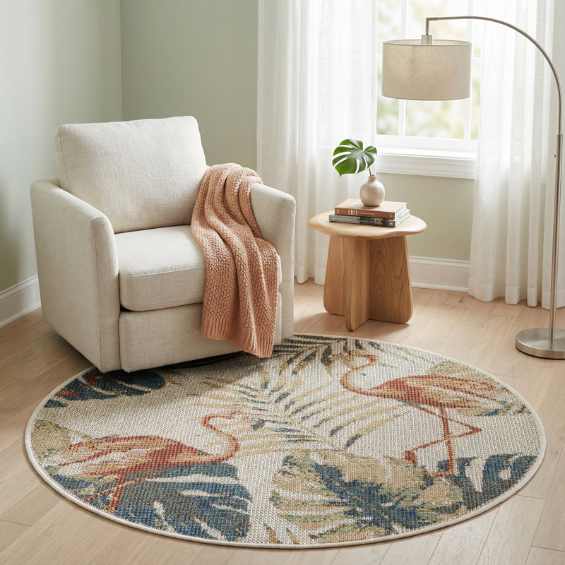 Sherwin Floral Indoor / Outdoor Rug, Round 3'3"