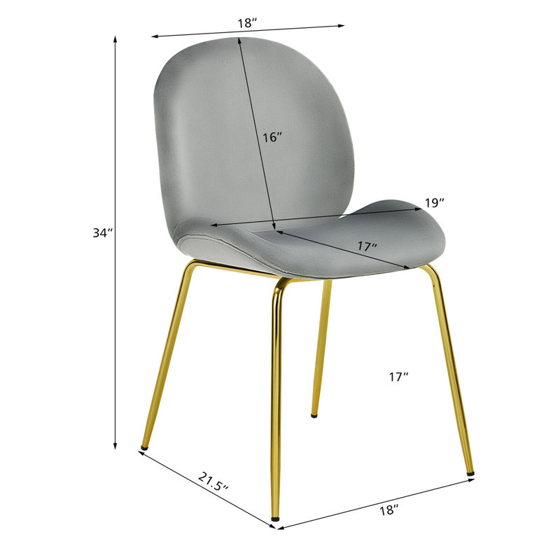 Chaise d'appoint rembourrée en velours Letellier Mauldin, gris