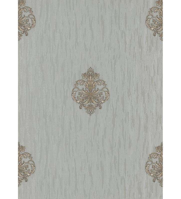 Rouleau de papier peint damassé l 33 pi x p 21 po Mahurin, Foncé / gris