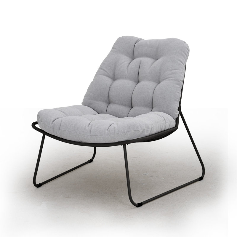 Gifty Patio Scoop Lounge Chairs With Cushions, Light Gray, Black