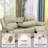 3-seater Beige Recycled Leather Reclining Sofa