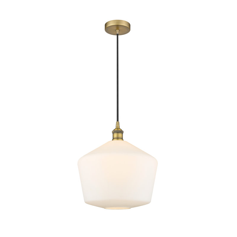 Luminaire suspendu 1 lumière Gabbie, Blanc mat, Laiton brossé