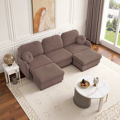 Canapé modulaire en U en chenille de 105 po Rumley avec repose-pieds mobile, assise profonde, coussins de dossier matelassés et coussins décoratifs