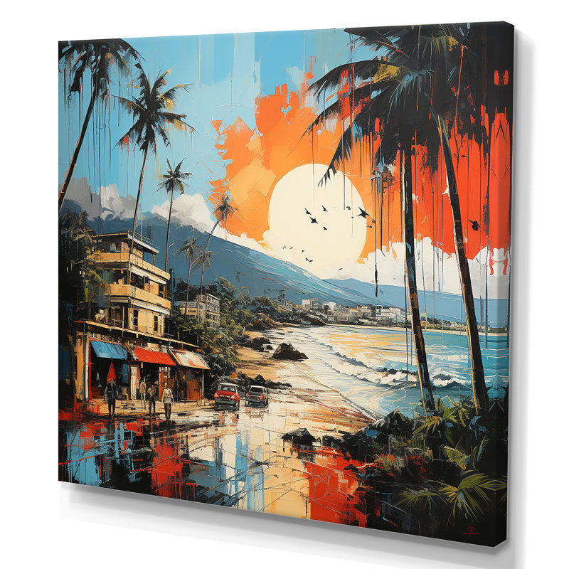 Popart Maui Beach Landscape 1 - fruits, art mural, Toile tendue, H 30 po x l 30 po x P 1,5 po
