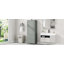 Armoire de rangement haute en bois aggloméré peint gris, unité autoportante avec 2 tiroirs et tablette réglable-1264505622