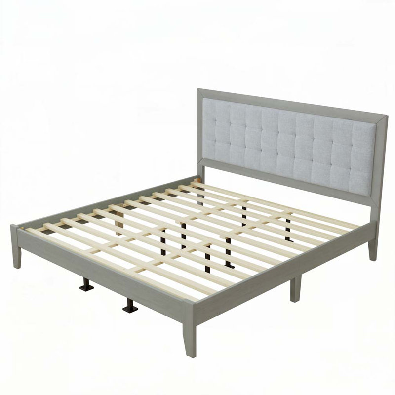 Solid Wood Platform Upholstered  Bed, King