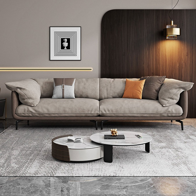 Canapé modulaire 100% polyester kaki café, 33,86 po H x 110,24 po L x 39,37 po P, 4