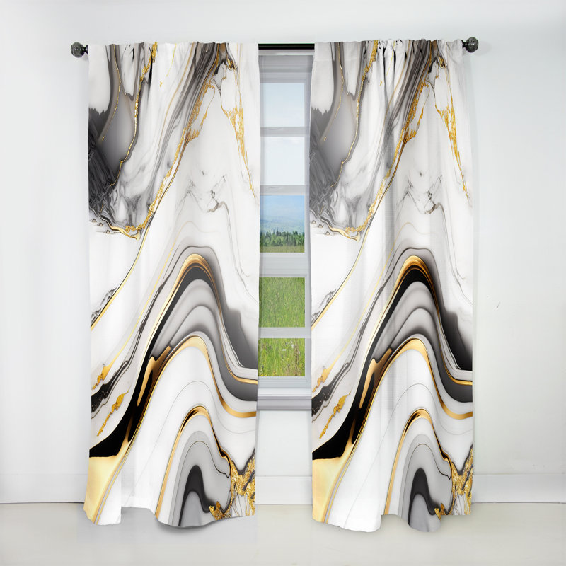 Toile abstraite à motif géométrique abstrait marbre gris IV - rideau moderne - velours obscurcissant - 1 panneau