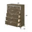 Commode 5 tiroirs en bois massif champagne foncé avec pieds en acrylique transparent