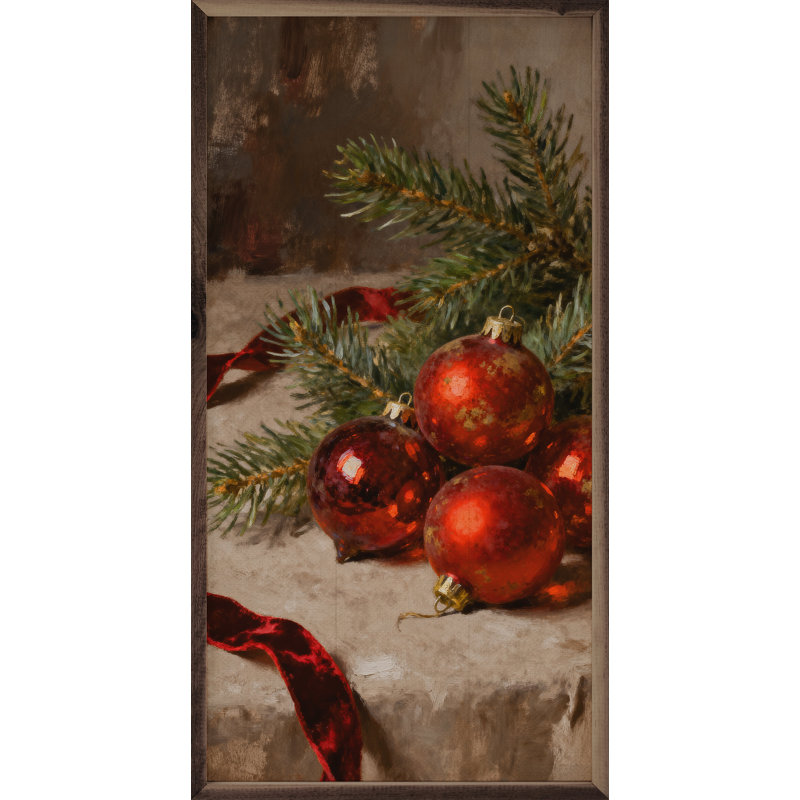 Ornaments Red With Red Ribbon, 40" H x 20" W