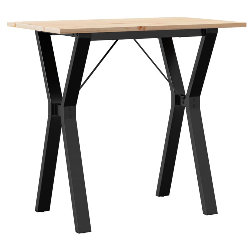 vidaXL Dining Table Y-Frame Solid Wood Pine and Steel, 75cm H x 80cm L x 50cm W