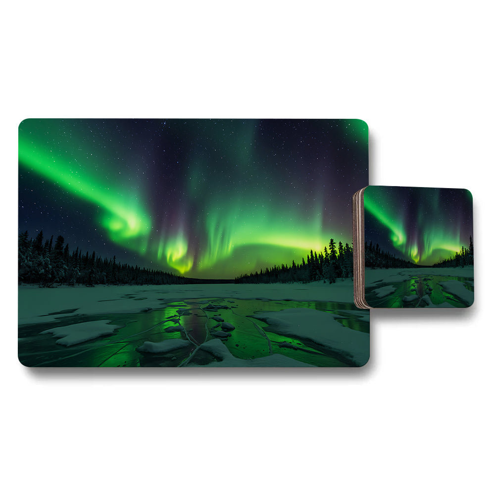 Aurora Borealis Placemat and Coaster Set Northern Lights