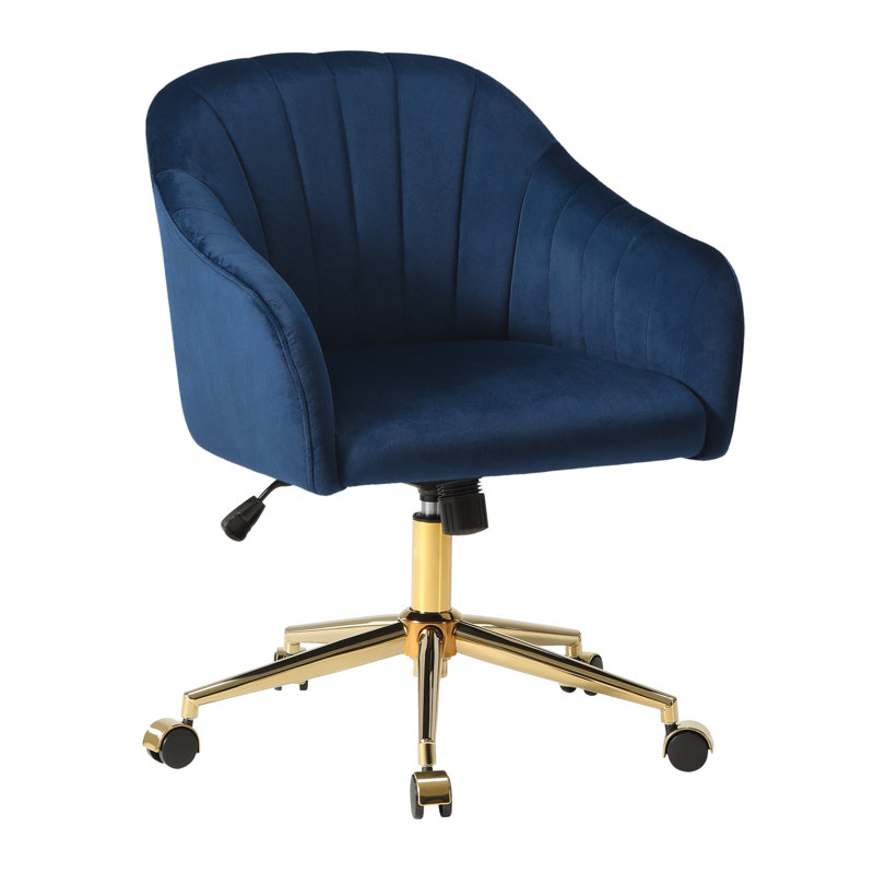Farrah Tufted Velvet Upholstered Desk Chair, Blue