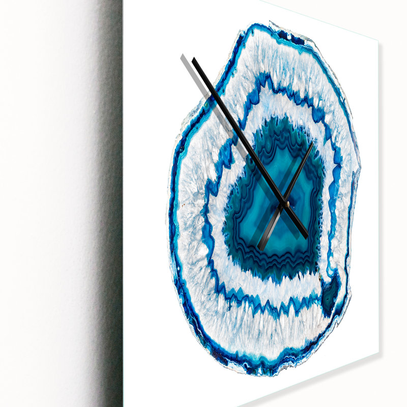 Horloge murale moderne en cristal bleu Agate, Petit