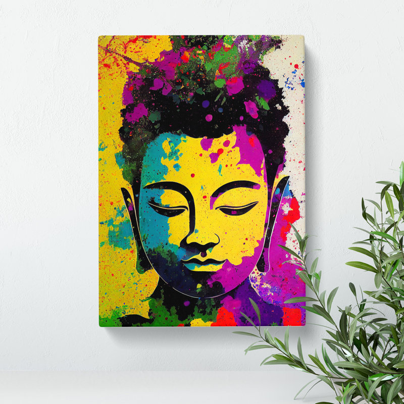 Buddha Splashed No.5 - Wall Art, Wrapped Canvas, 50cm H x 35cm W x 3cm D, No Matte