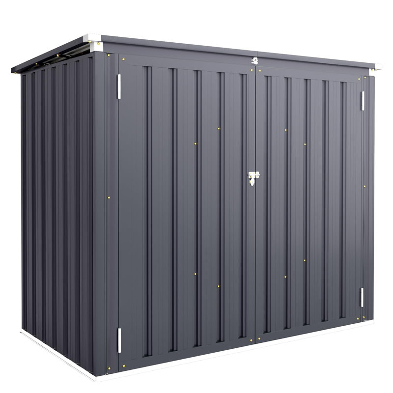 5 Ft. W X 3 Ft. D Metal Horizontal Garbage Shed, Gray