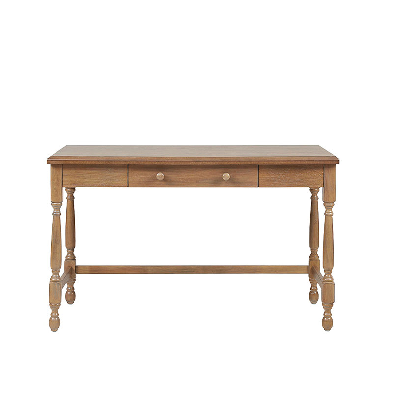 Solid Wood Desk With 1 Drawer And Turned Legs