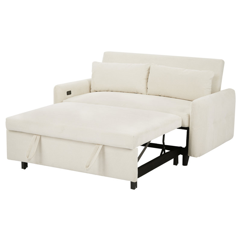 Canapé-lit coulissant convertible, causeuse à 2 places avec coussins décoratifs et ports USB, idéal pour accueillir des invités dans le salon