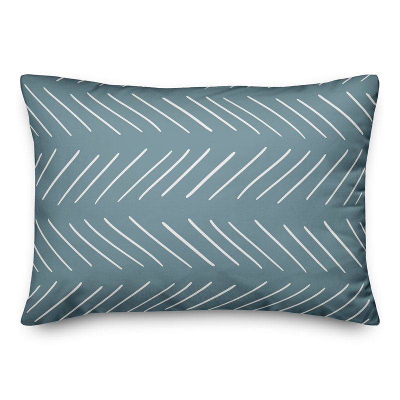 Baldridge Modern Rectangular Pillow Cover & Insert, White/Matte Blue(solid)