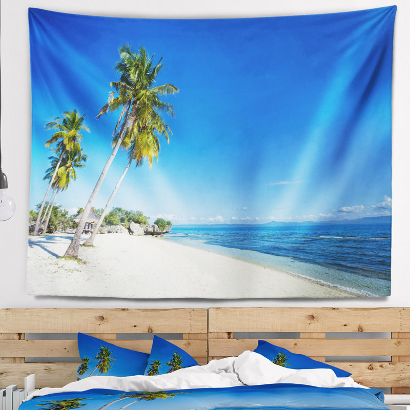 Tapisserie de paysage marin pliée à de belles vacances, H 32 po x l 39 po
