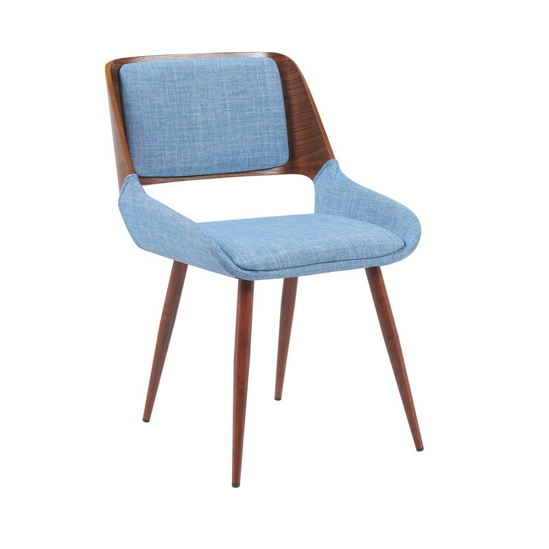 Chaise de salle à manger rembourrée Almar, Natté bleu clair