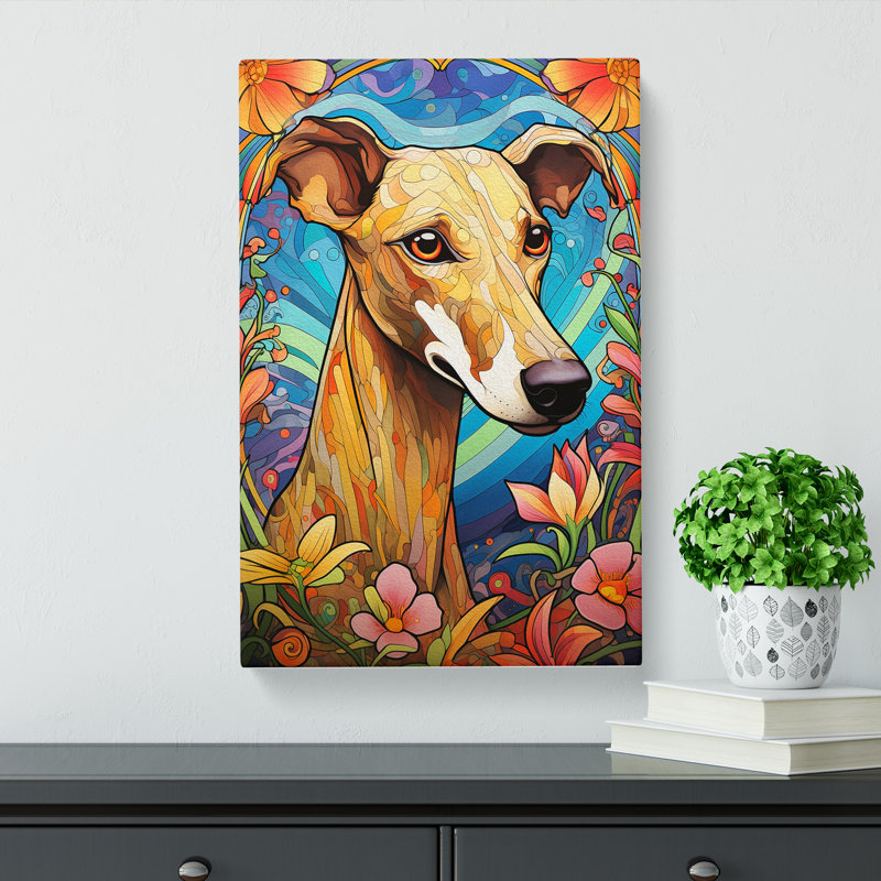 Whippet Nouveau - Print, 76cm H x 50cm W x 3cm D