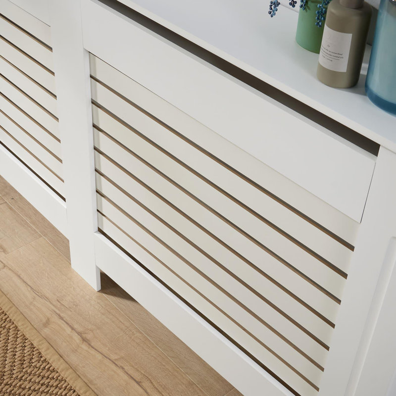 Mathusan Radiator Cover, 81.5cm H x 172cm W x 19cm D, Whte