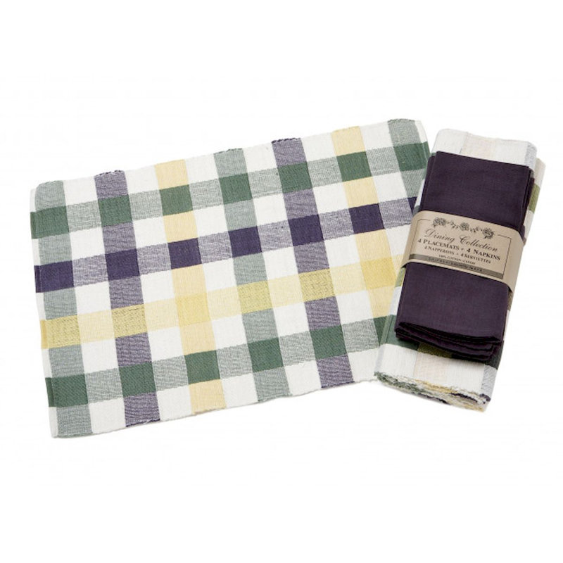Rectangle Placemat And Napkin Set, Yellow/Green/White