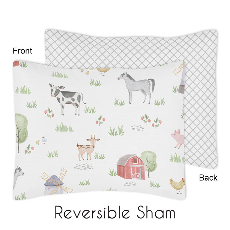 Gray Farm Animals Twin Microfiber Bedding Set
