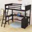 Wood Loft Bed with Desk and Shelves-70556376-123247229